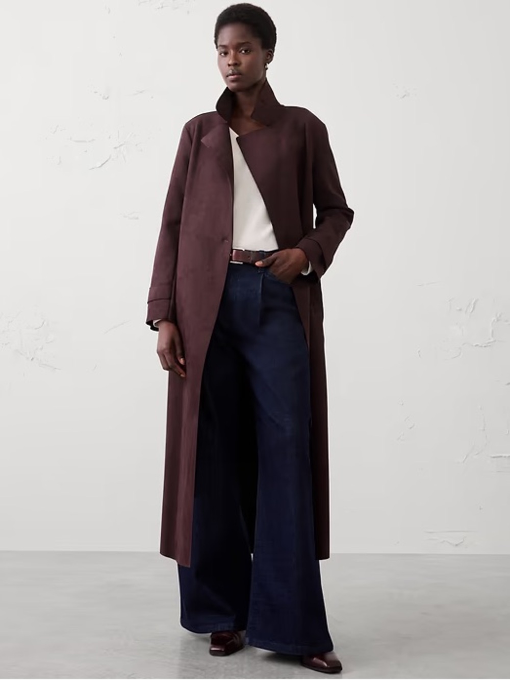 NWT Banana Republic Suede Long Trench, Size XS